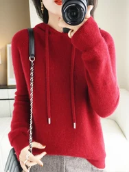 Fashion Basic Autumn Winter Merino Wool Sweater Cashmere Pullover Hoodies Solid Color Soft Long Sleeve Basic Clothing Tops