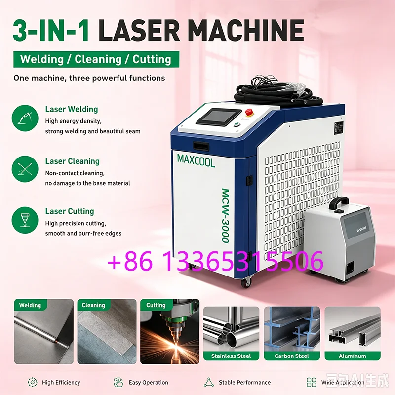 New 3000W 6000W High Power 4-in-1 Handheld Fiber Laser Welding Machine with Water-Cooled System for Metal Cutting & Cleaning