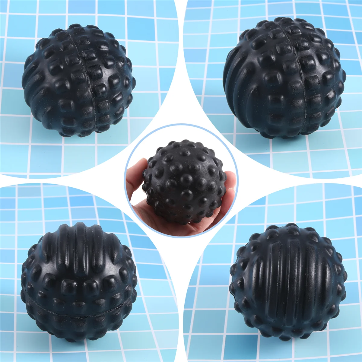 RIRI Pu Foam Bump Fascia Ball Relaksasi Otot Bola Pijat Kebugaran Bola Perawatan Kesehatan Tahan Air dan Mudah Dibersihkan-Hitam