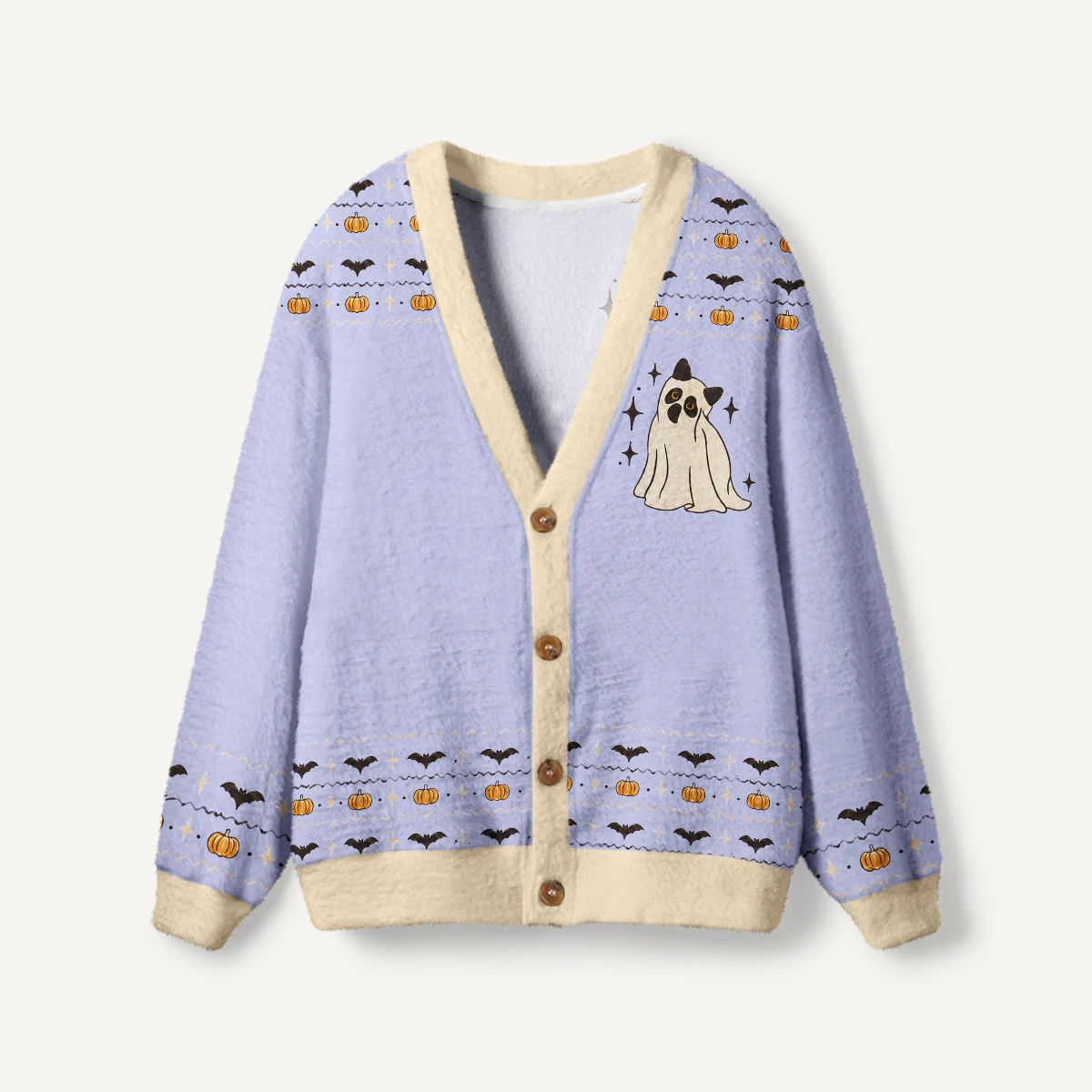 3D-printed Fairy Tale Mushroom Frog Witch Garden Print Ugly Cardigan Sweater  -7