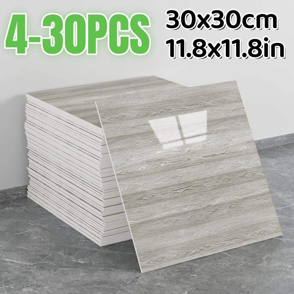 Glossy Surface Wood Grain Wallpaper Home Decoration Stripe Texture Self-adhesive Foam Wall Stickers Plates Renovation Covering