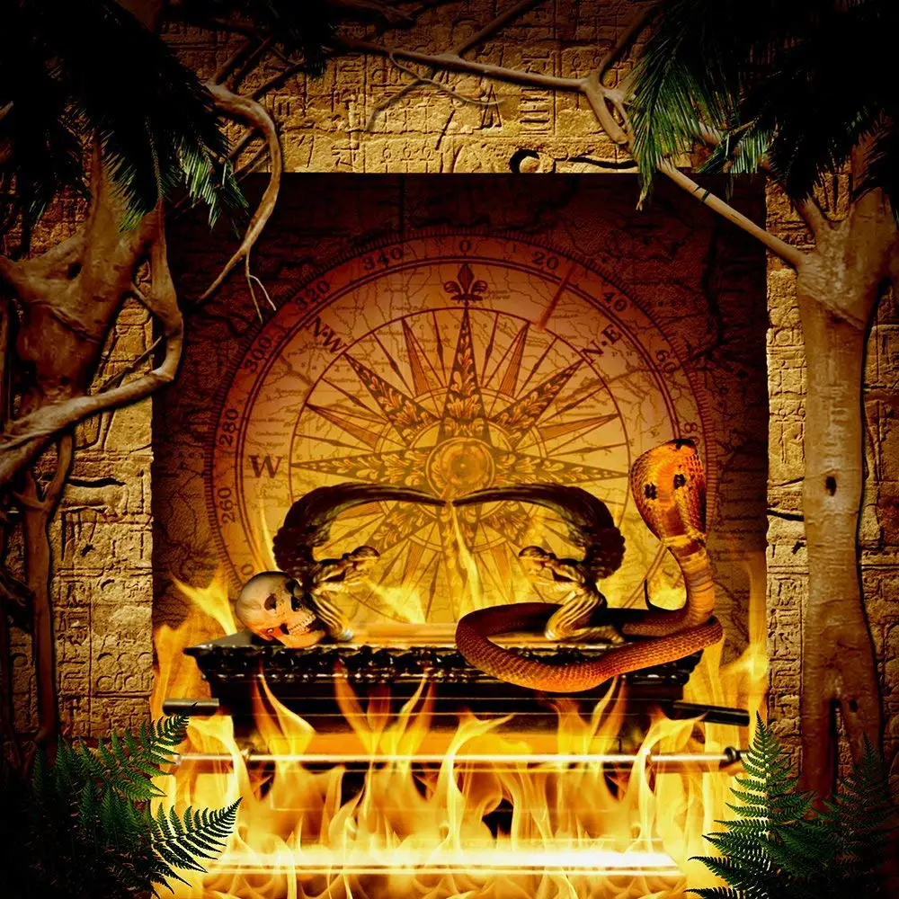 Lost Temple Indian Altar Tree Flame Snake Fire Skull backdrops computer print scenic Photography Studio Backgrounds