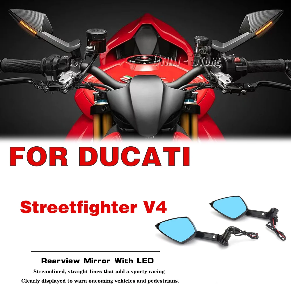 

New Side Mirrors With LED Turn Signal Indicator Motorcycle Rearview Mirror For Ducati Streetfighter V4 STREETFIGHTER V4