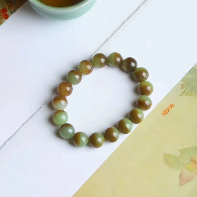 Natural Hetian Jewelry Supply Chain Qie Mo Old Material Pretty Sugar Color Jade Treasure Bowl Brace