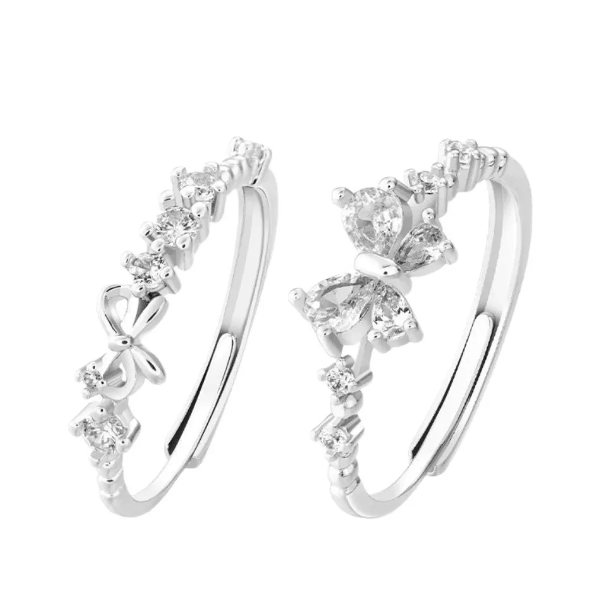 Adjustable Butterfly Zircon Ring Stainless Steel Cute Comfort Fit Jewelry for Women Ideal for Daily Wear and Best Friend Gift