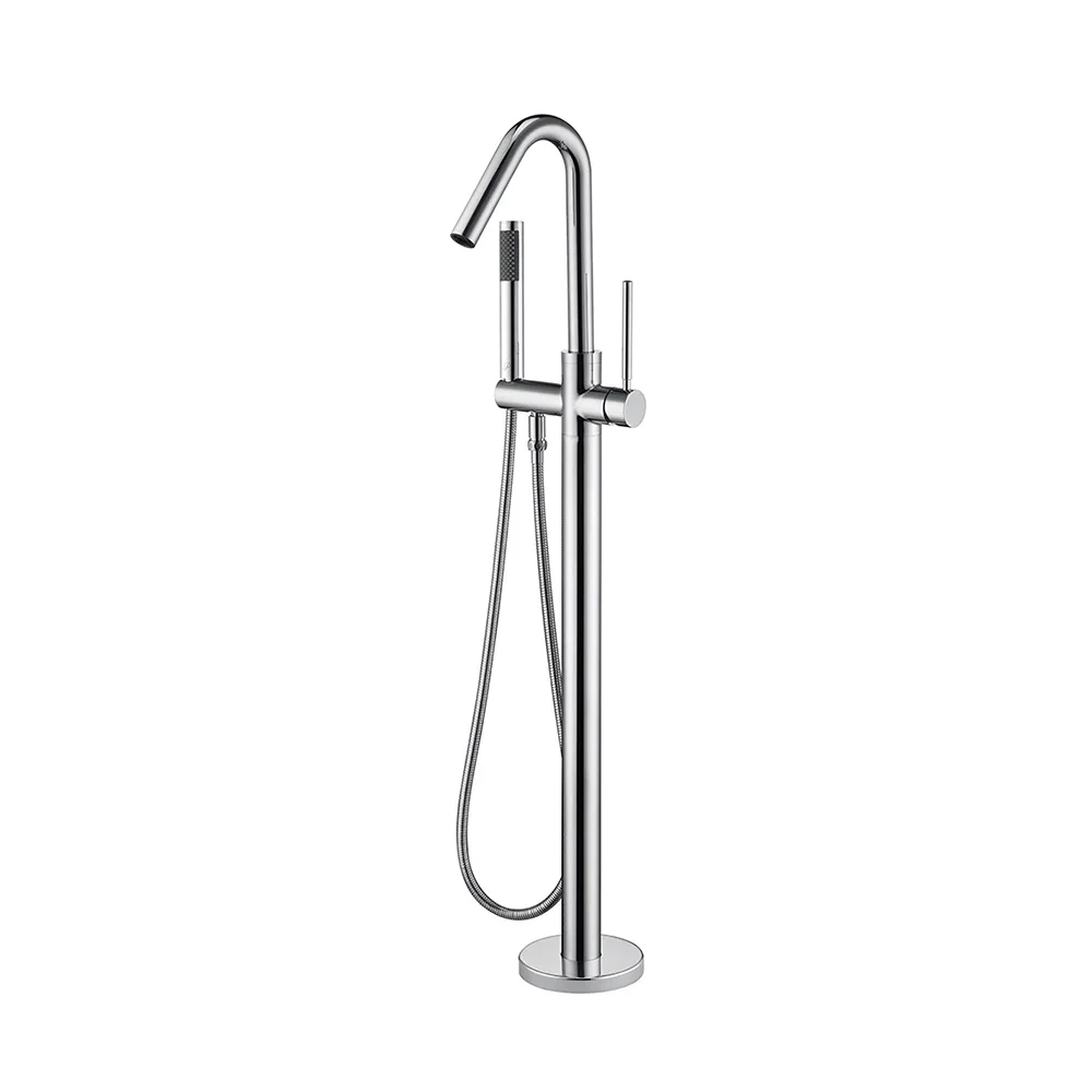 

Fashion Brass Hot and Cold Mixed Multi Functional Bathroom Floor Shower Free Standing Bathtub Faucet