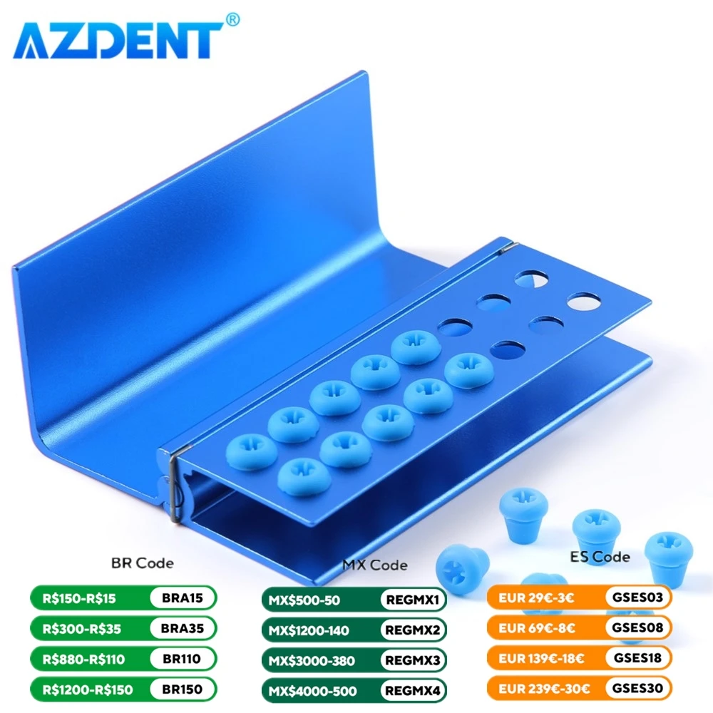 AZDENT pudełko wierteł dentystycznych Burs uchwyt 10/16 otwory z krzemu dla FG RA Bur stomatologia narzędzia