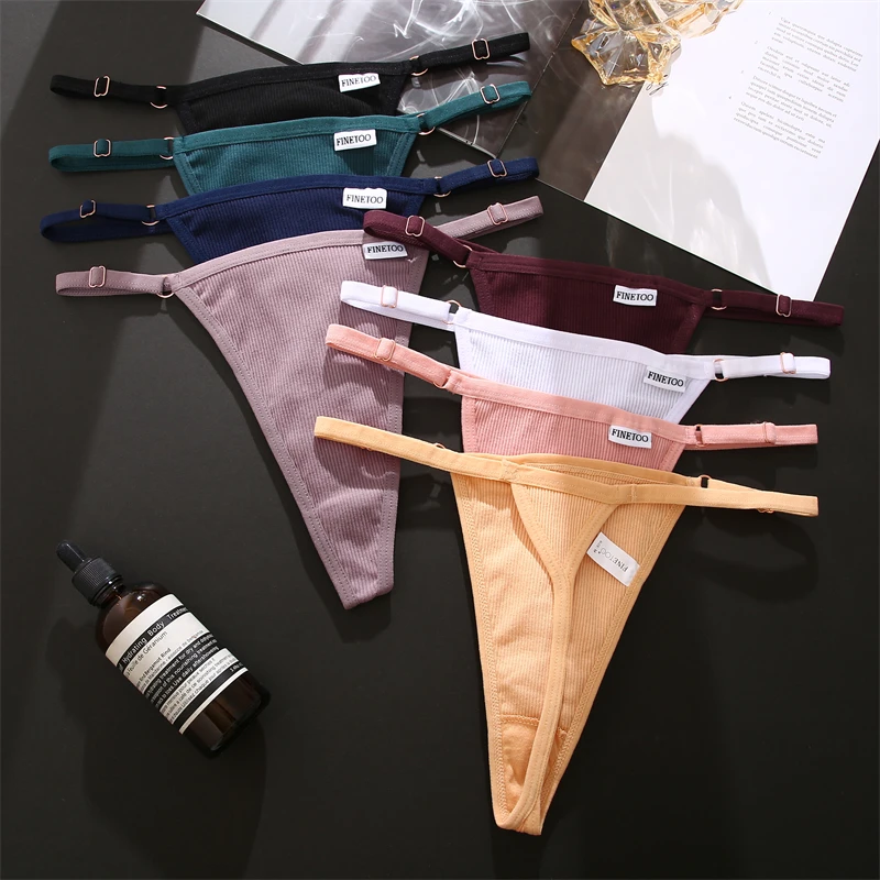 

4Pcs Women Cotton Thongs Adjustable Low Waist Underpants Sexy Female G-string Seamless Bikini Panties Underwear Lingerie