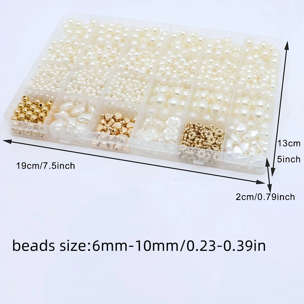 6-10mm Acrylic Round Bead Golden Heart and Various Perforated Decorative Bead Set Boxes, Can Be Used as Gift Bracelets for DIY image 3