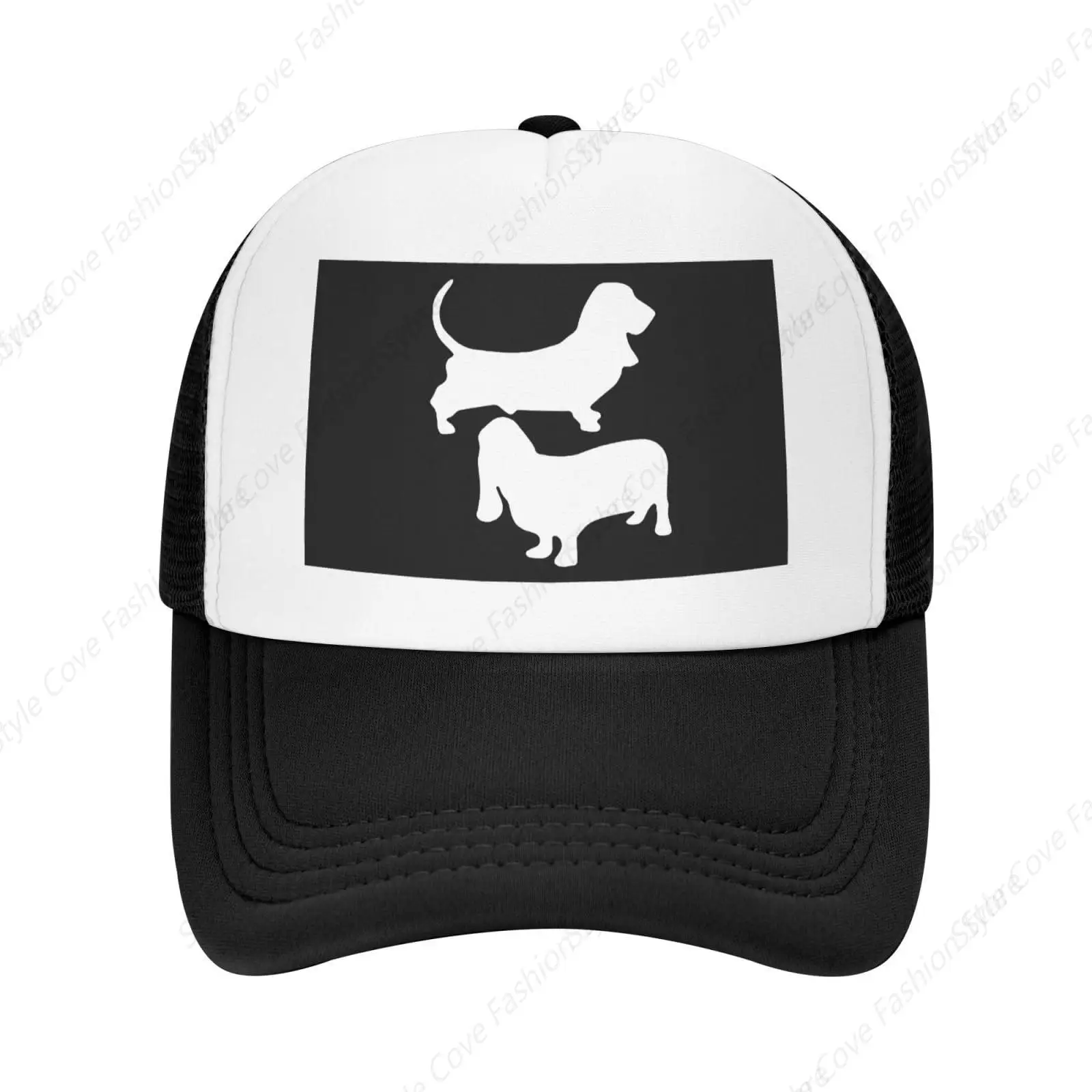 Basset Hound Trucker Hat Fashion Baseball Hat Breathable Adult Outdoor Mesh Hat Travelling Sun Protection Cap For Men Women