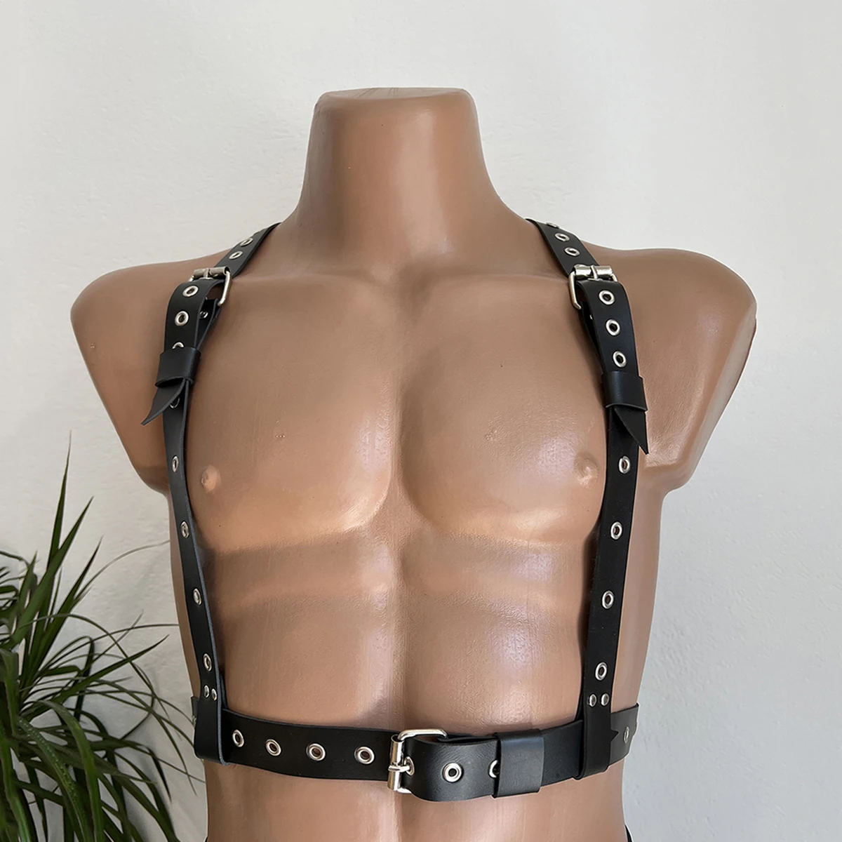 Mens Leather Harness Men Sexual Bondage Full Body Pants and Leather Top Chest Men\'s Harness Sex Toys For men Exotic Accessories