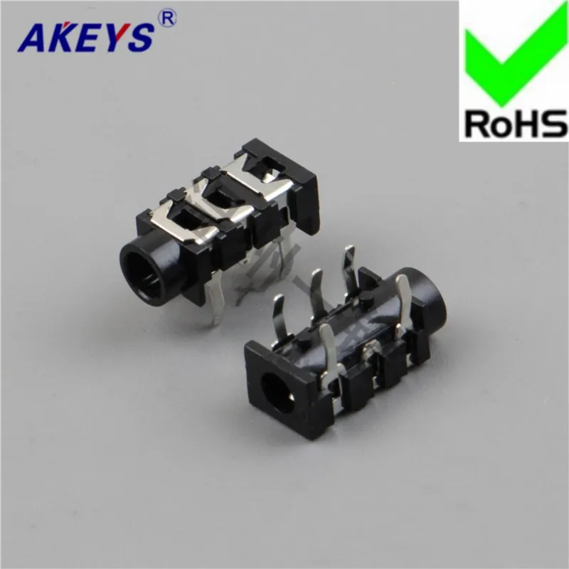 10 pcs PJ-313 power outlet 3.5 headset socket 5-foot pin 2 fixed feet-3.5MM socket mother seat