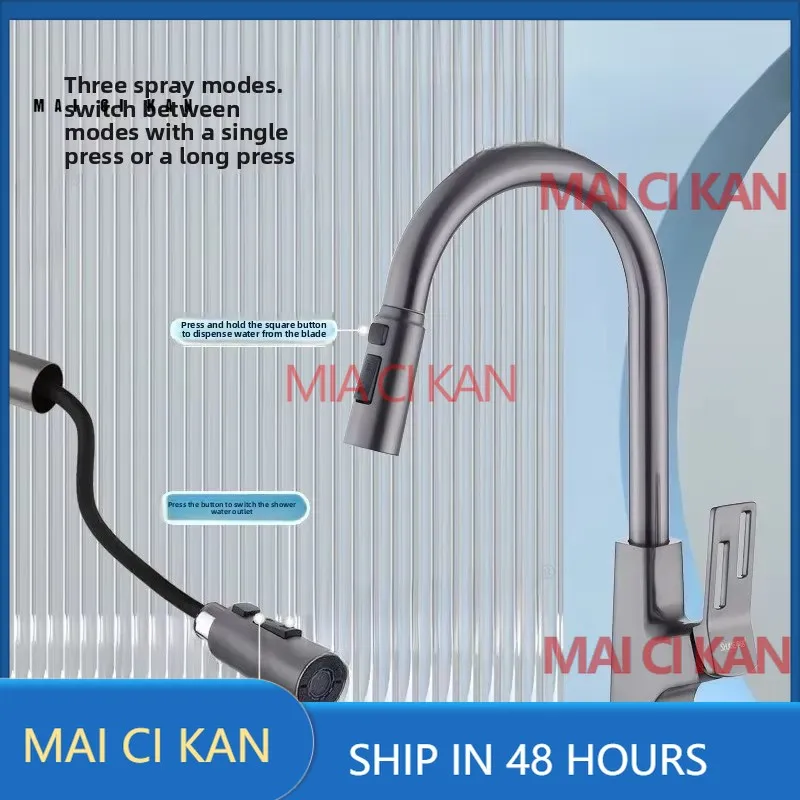 

for universal rotating pull out kitchen faucet all copper retractable hot and cold water sink washer bowl tap with flexible