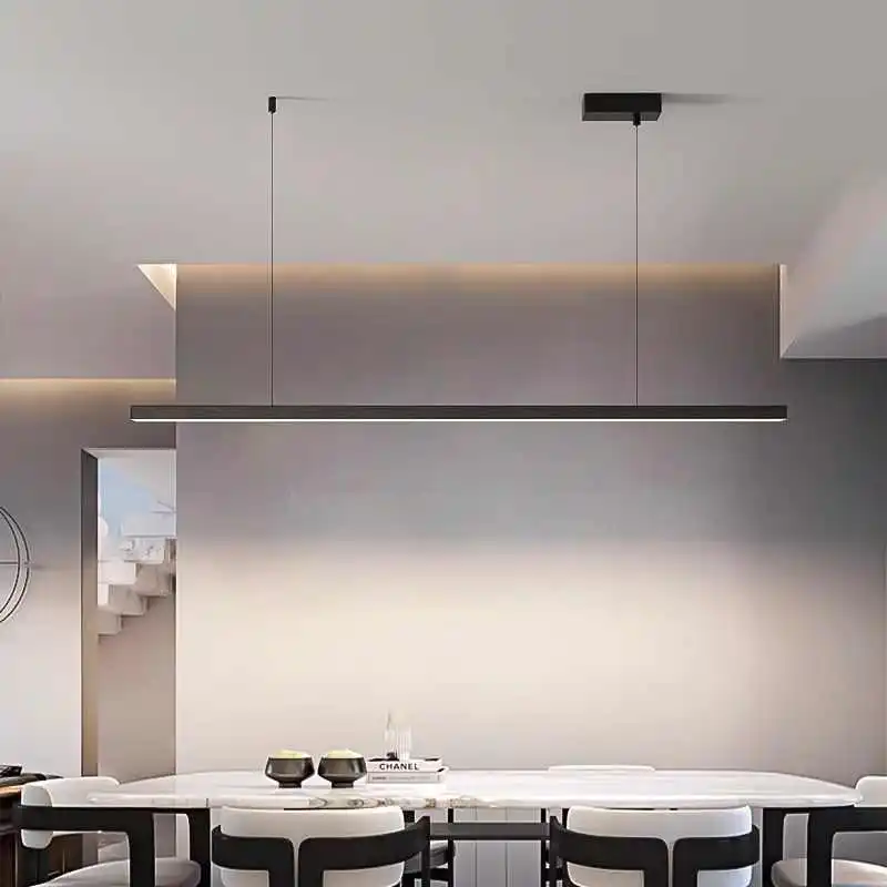 الإبداعية Led أسود أبيض غرفة الطعام قلادة ضوء الشمال الحديثة غرفة نوم طويلة الثريا بسيطة المنزل داخلي إضاءة ديكوريّة مصابيح