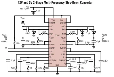 LT3992 LT3992EFE LT3992IFE LT3992HFE LT3992EUH LT3992IUH - منظم تبديل تنحى 3A متجانس