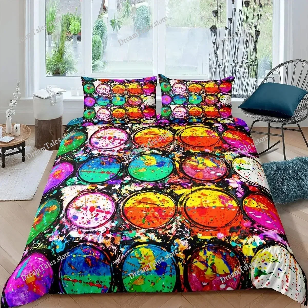 

Anime Hippie Graffiti Bedding Set Boys Girls Twin Queen Size Duvet Cover Pillowcase Bed Kids Adult Home Textileextile