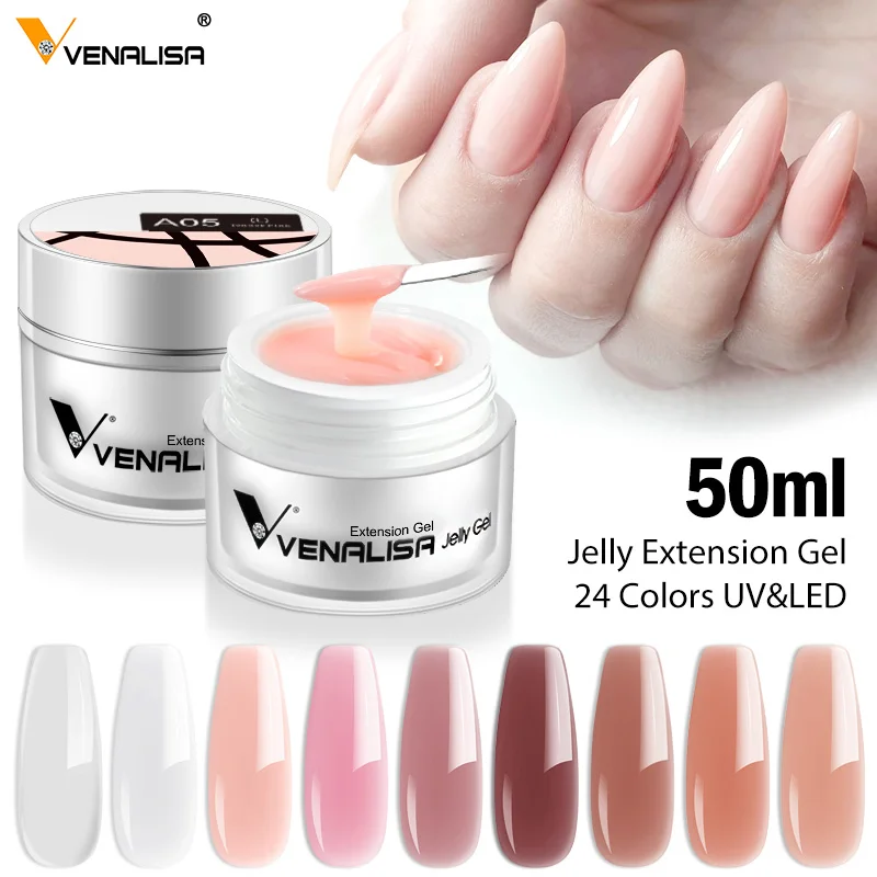 50ml VENALISA Jelly Gel Milky White Nude Jelly Pink Extension Gel Semi Permanent Crystal Gel Nail Polish UV/LED Construction Gel