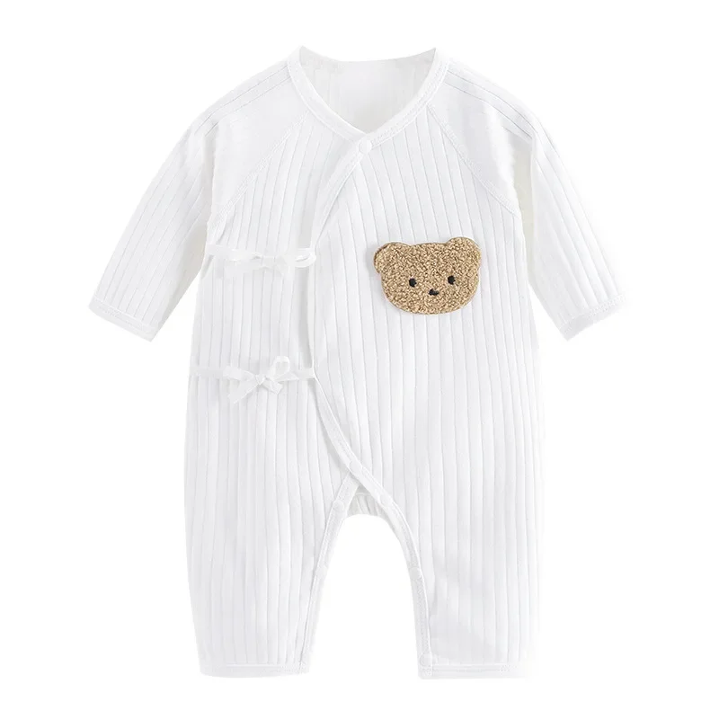 Newborn Clothes Boneless Clothes Spring Autumn Romper 100 Cotton Long Sleeve Baby Bear Bottom Thin Jumpsuit Loungewear Outfit