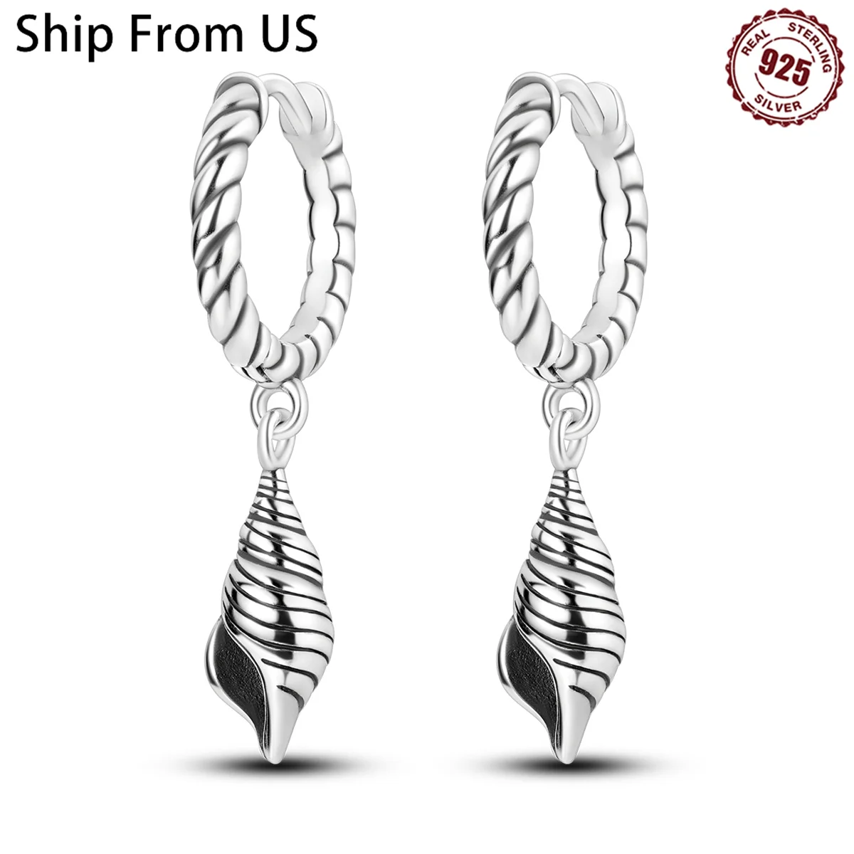 Hot 925 Sterling Silver Summer Ocean Conch Series Drop Earrings For Woman Fashion Party Fine Gifts Elegant Jewelry Accessories