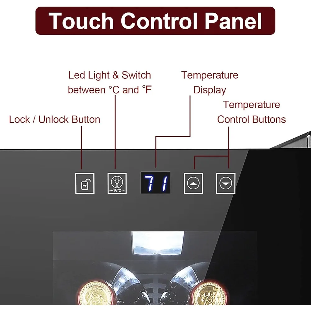 12 Bottle Compressor Wine Cooler Refrigerator w/Adjustable Temperature, Freestanding Compact Mini Wine Fridge with Digital
