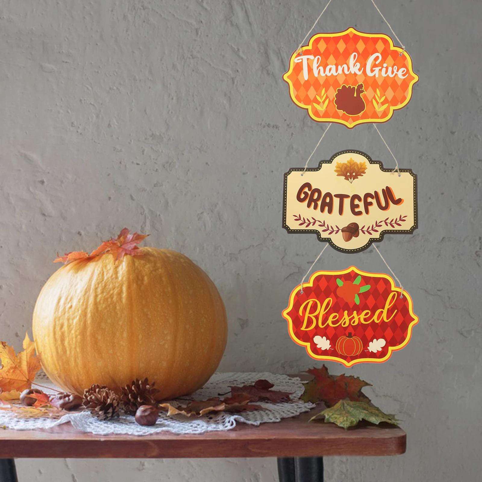 

1 Set Thanksgiving Paper Sign For Front Door Hanging Wall Ornament Party Fall Festival Decor Home Yard Porch Window Display