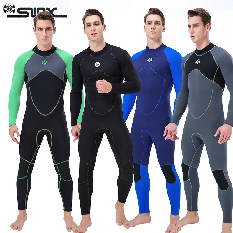 Slinx Mens 3mm Full Body Wetsuit Womens, One-piece Diving Suit Back Zip Wetsuit for Scuba Diving Snorkeling Surfing Swimming