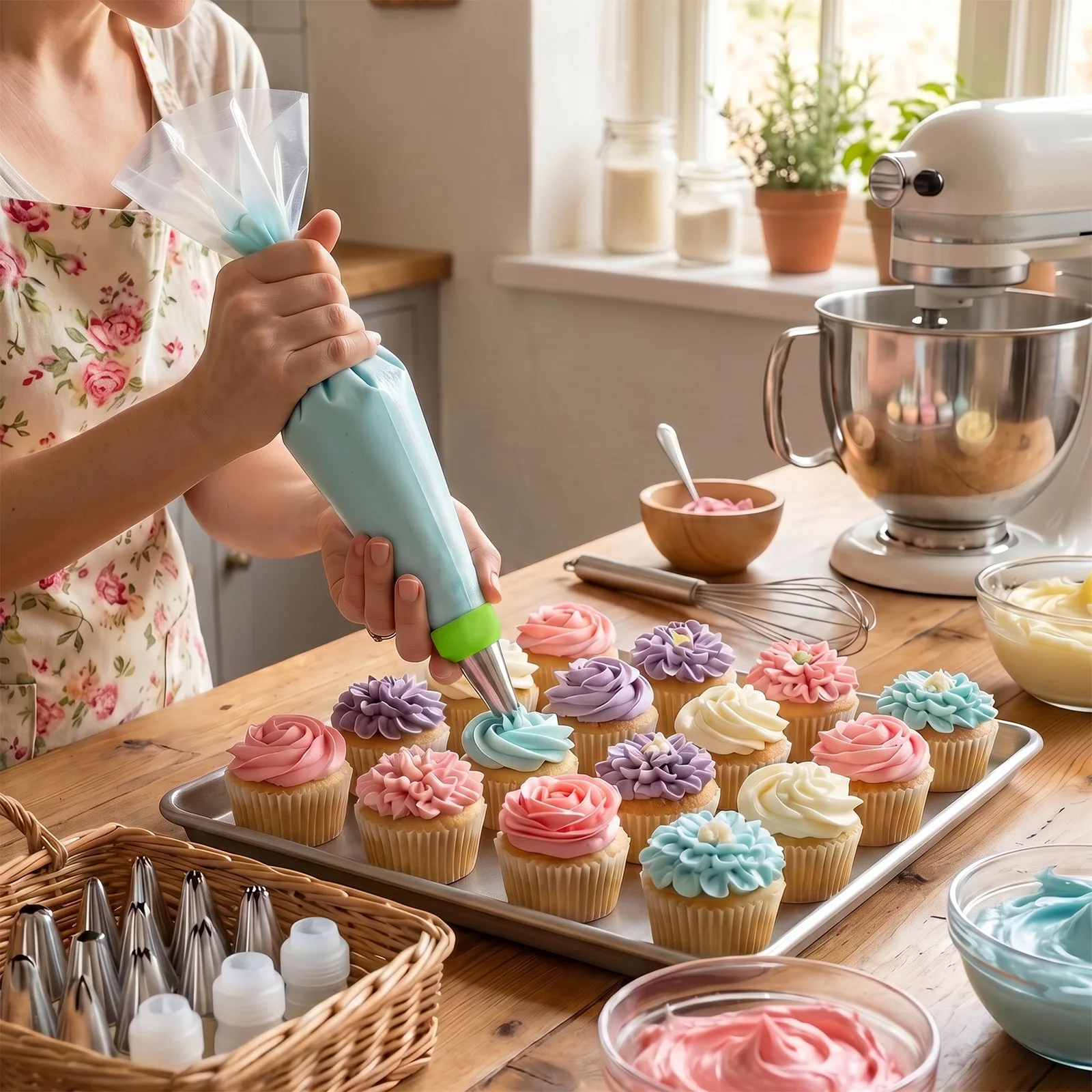 Russian Piping Tips Stainless Steel Decorative Nozzle Set Cake Cream DIY Decorating Reusable Silicone Pastry Icing Baking Tool