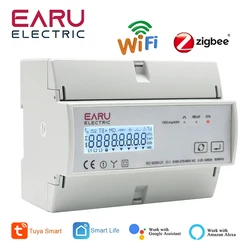 Tuya WiFi ZigBee Three Phase Two-way Bidirectional Energy KWh Meter Monitor Wattmeter Support Modbus RTU 3*85/190V or 230/400VAC