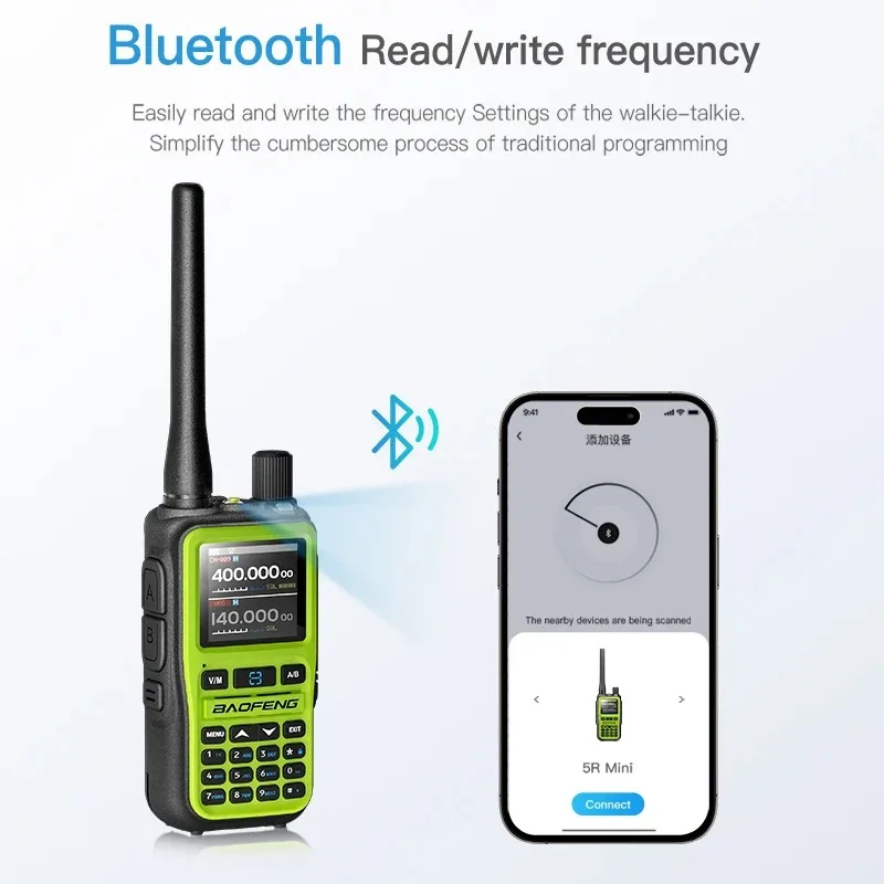 Baofeng UV-5R Mini Walkie Talkie Bluetooth APP Programming Multi Band AM Wireless Copy Frequency Dual PTT Type-C Ham 2 Way Radio image 4