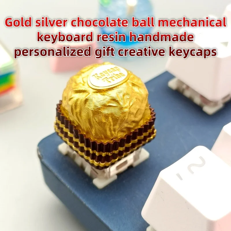 Mechanical Keyboard Keycaps Cross Axis Gold And Silver Chocolate Ball Resin Handmade Personalized Gift Giving Creative Keycaps