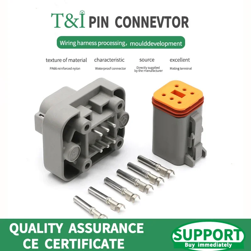 

DT15-6P 6-hole DTtype PCB needle socket plug car waterproof connector male and female docking terminal DT06-6S