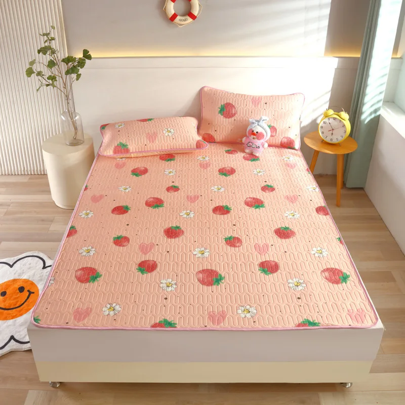 

Bed Mattress Latex Ice Mat Cool Summer Panda Cartoon Mattress Covers Folding Soft Cool Pad Three-piece Set Non-slip Pad Bed