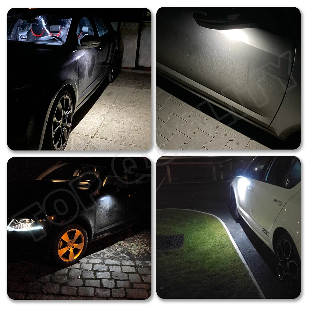 Luz LED para espejo lateral, lámparas de charco para Skoda Octavia Karoq Kodiaq Superb 2 piezas 6000K blanco para VW t-roc A1 2018-
