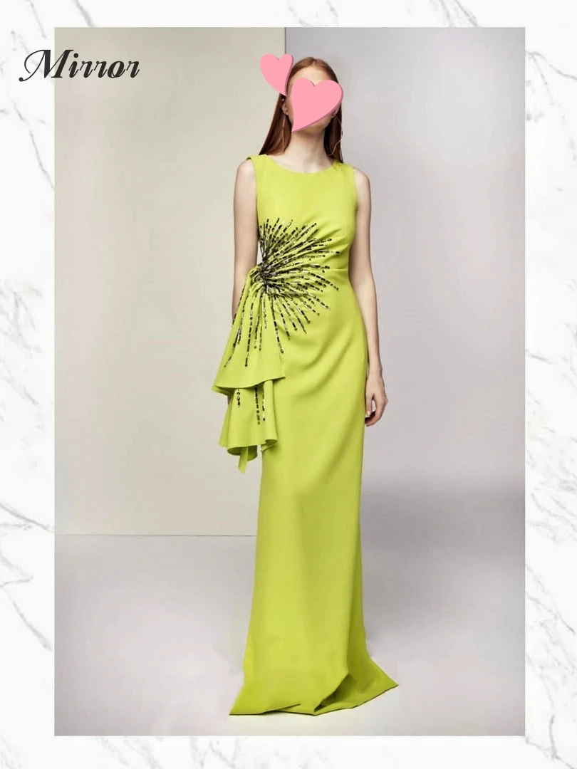 

Mirror Dress Elegant Vintage Sweet Green Beads New Stylish Ruffle Customize Formal Occasion Prom Dress Evening Party Gowns