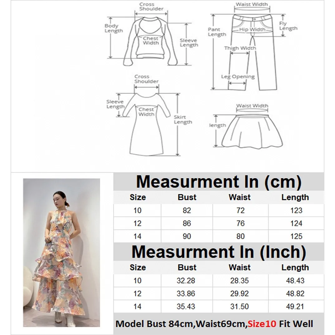 Kolorowy kwiatowy talia w stylu plażowym wycięta falbanie sukienka Maxi bez rękawów kobiet Vintage 2024 najwyższej jakości moda na wakacje