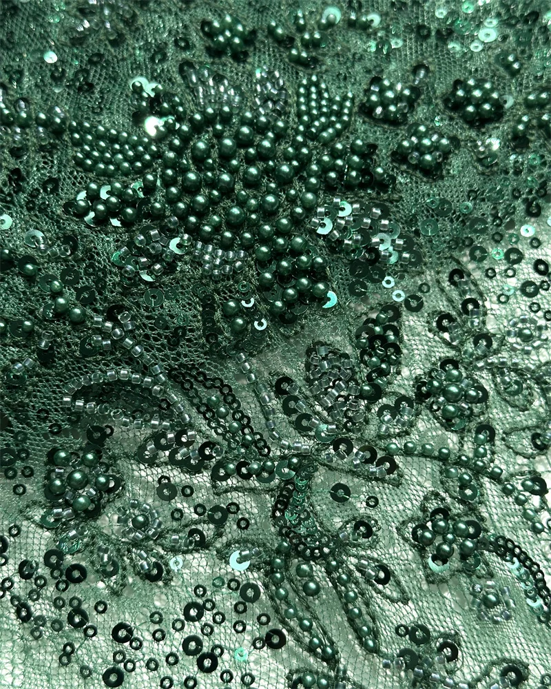 Luxury French Handmade Beaded Lace Fabric African Nigerian Sequin Lace Fabric Lace Fabric for Sewing Wedding Dresses