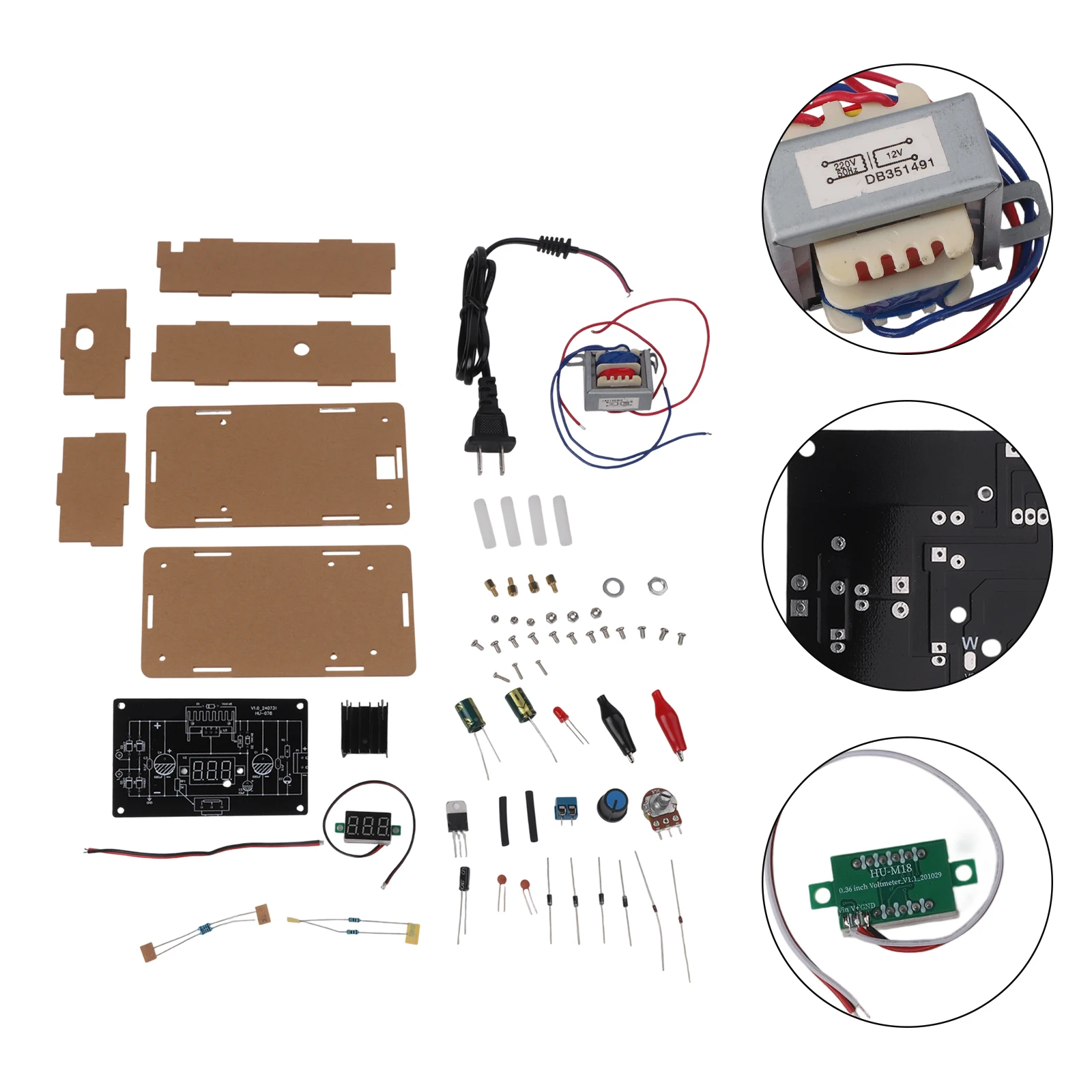 LM317 Voltage Regulator Power Supply Board Kit DIY Adjustable 1.25-12V Module With Voltmeter For Electronic Learning And Testing