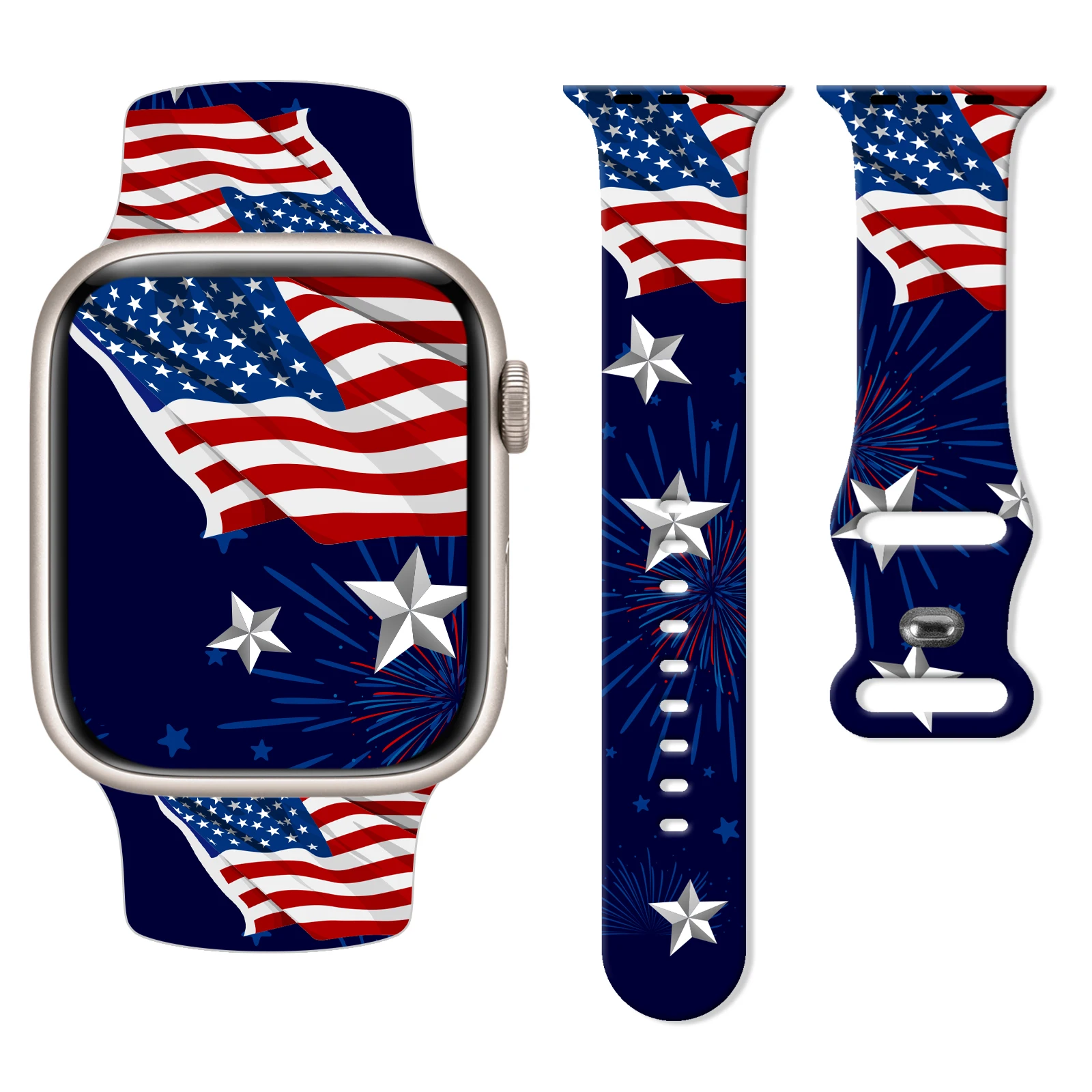 

The American flag Printed Strap for Apple Watch 11 10 9 8 Silicone Band Replaceable Bracelet for iWatch 46mm 42mm 41mm Watchband