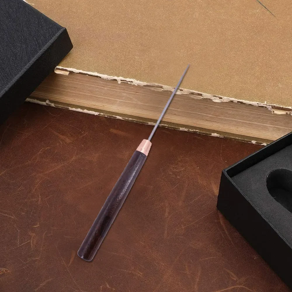 Wood Handle Awl Leather Punching Tools Leather Straight Awls Hole Puncher Drills for Leather Craft Awl Hand Stitching