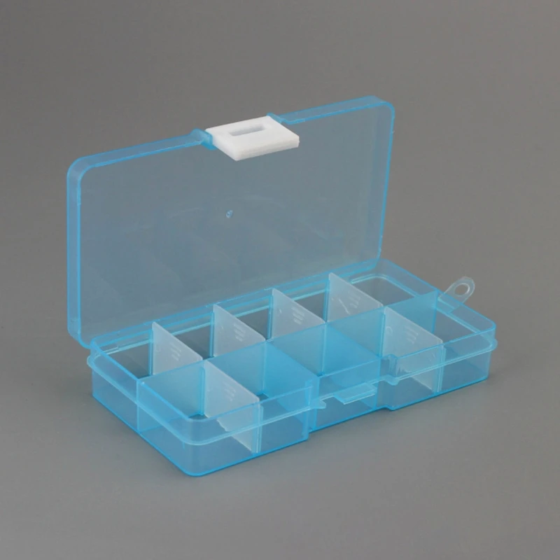 透明なプラスチック製の収納ボックス 10 コンパートメント 密封蓋付きケース用ケース ジュエリーリング用 丸薬用 マルチカラー
