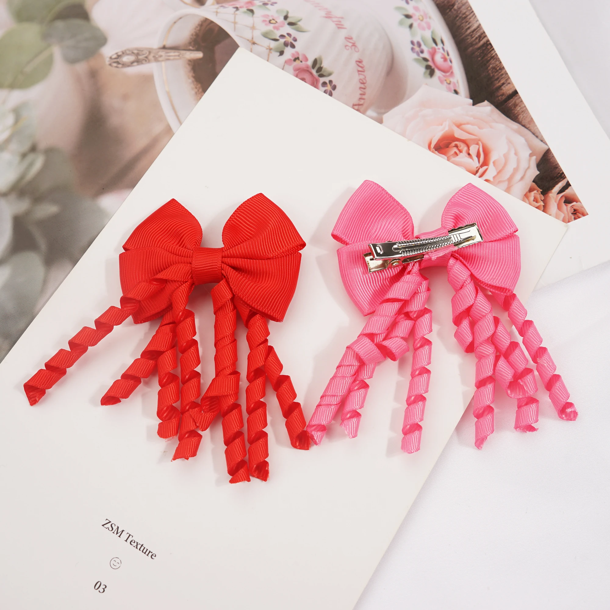 20pcs Baby Girls Hair clips with Bows 3 Inch Grosgrain Ribbon Curly Korker Hair Bows Elastic Hair clips