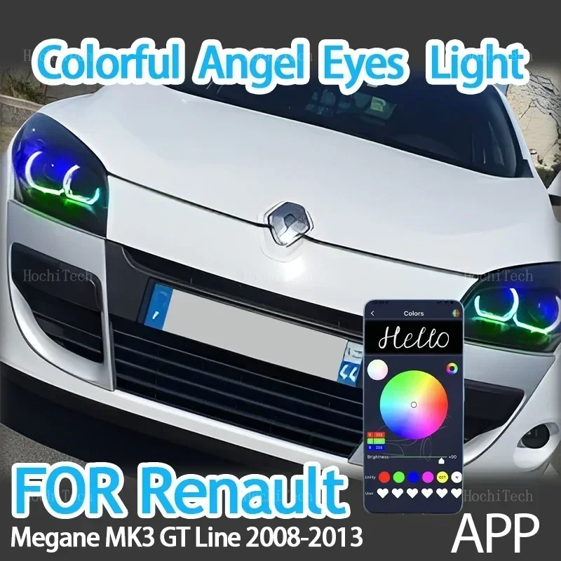 RGB Colorful Dynamic Light Angel Eyes Rings Led M4 Style APP Control Turn Signal Light for Renault Megane MK3 GT Line 2008-2013