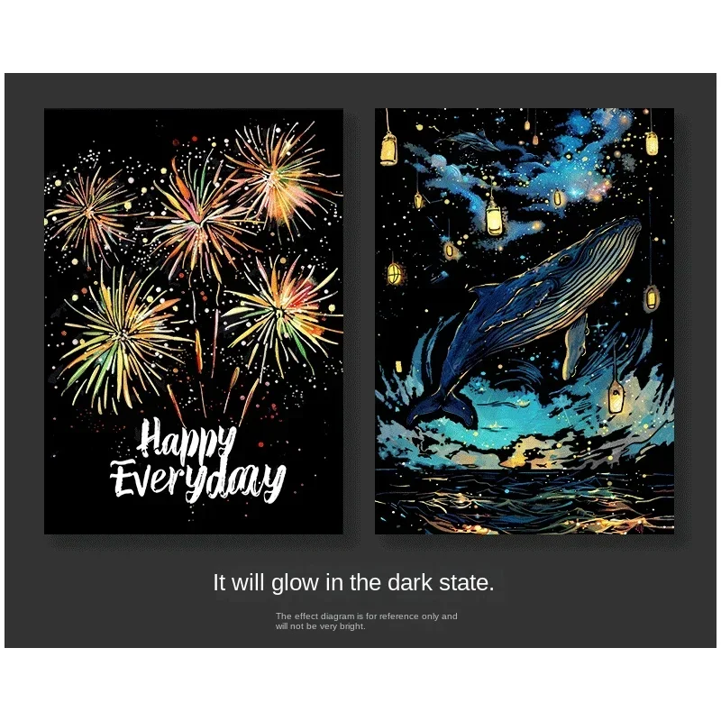4枚セット DIY 手描き 光る絵 グロー スクラッチペイント カラフルな厚紙絵 クリエイティブな絵を描く