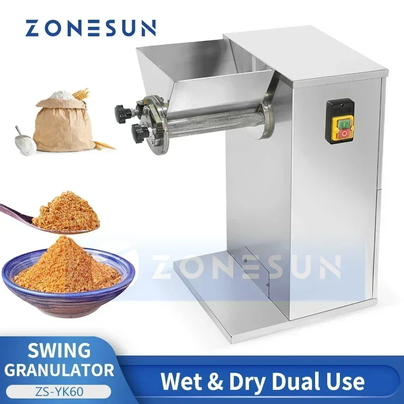 ZONESUN 3L Hopper Swing Granulator Flour Grains Stainless Steel Sieving Machine Pretreatment  ZS-YK60