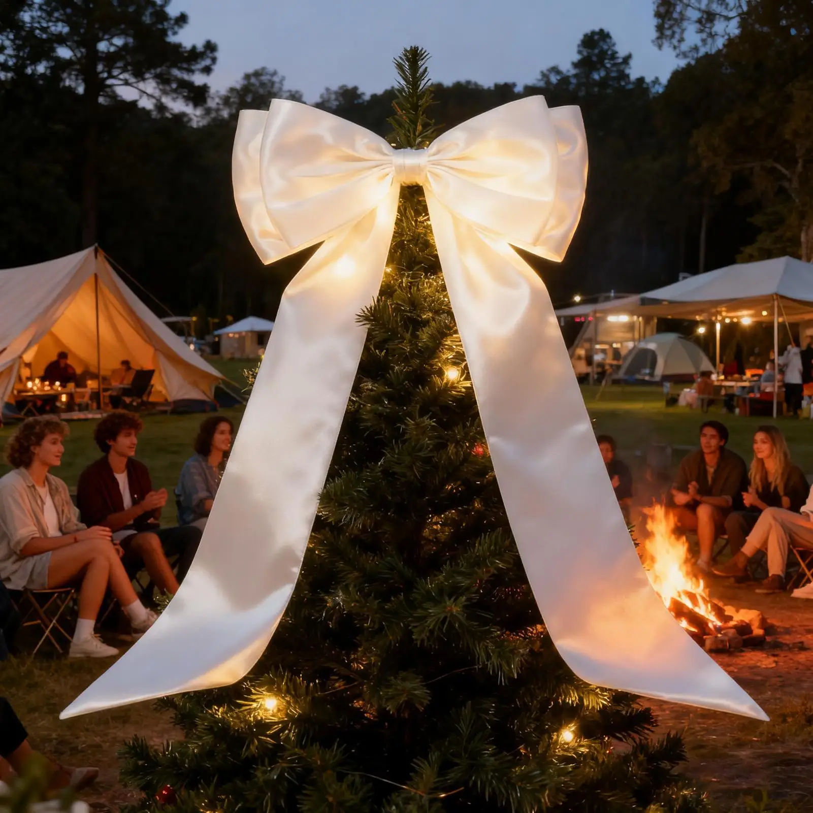 Christmas Tree Bows Large Ornament Party Decorations Christmas Tree Topper Ribbon Hangable Bows For Birthday Wedding Outdoor