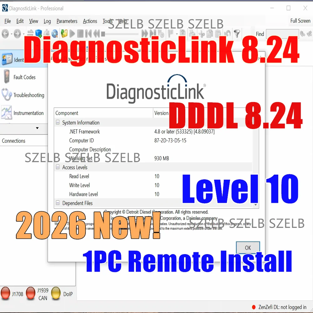 2026 Detroit Diesel Diagnostic Link 8.24 SP1 DDDL Professional Level 10 10 10 Troubleshooting Calibration Software 1PC Instal