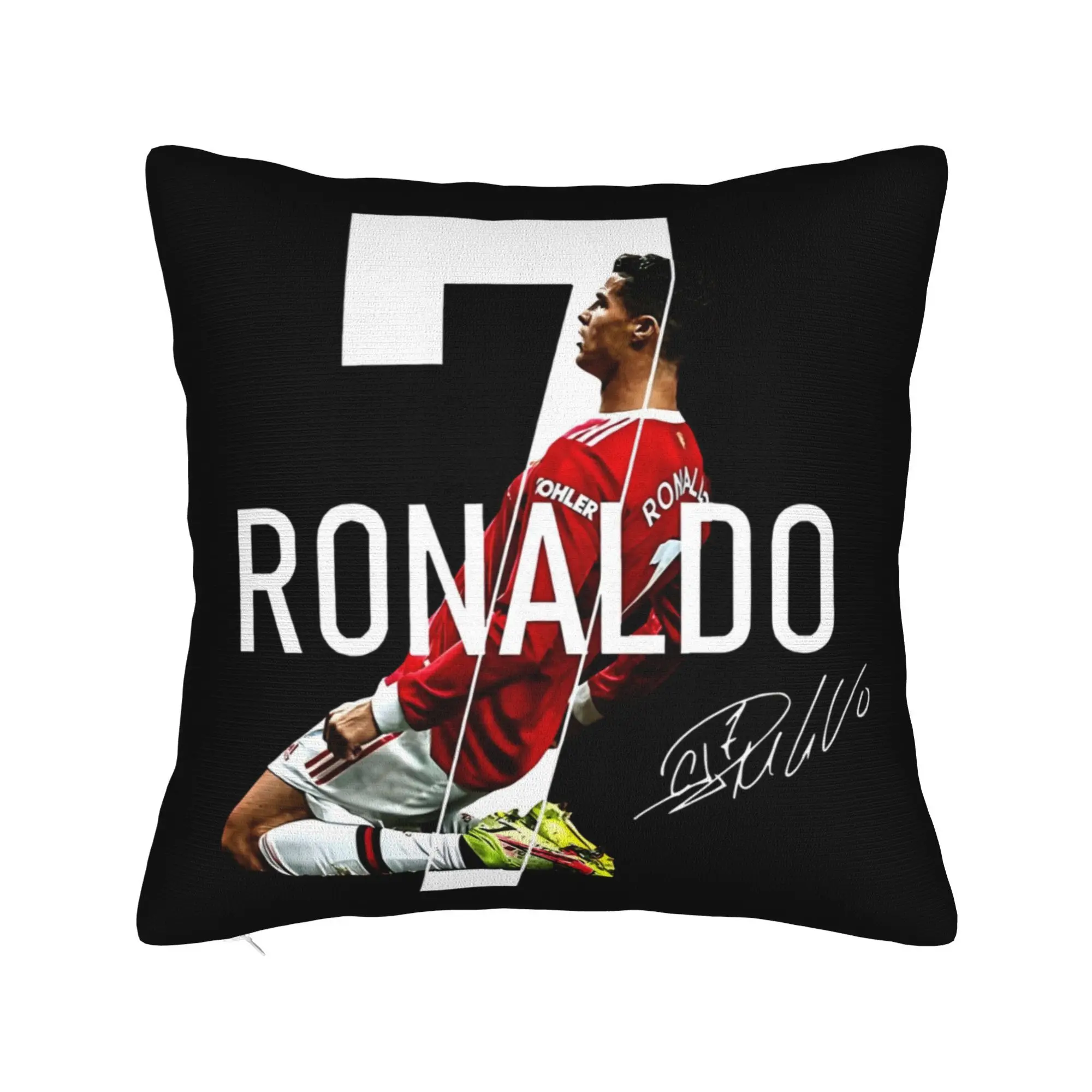 1 funda de almohada decorativa de Cristiano Ronaldo CR7 para sala de estar y dormitorio, suave, lavable a máquina, sin relleno.