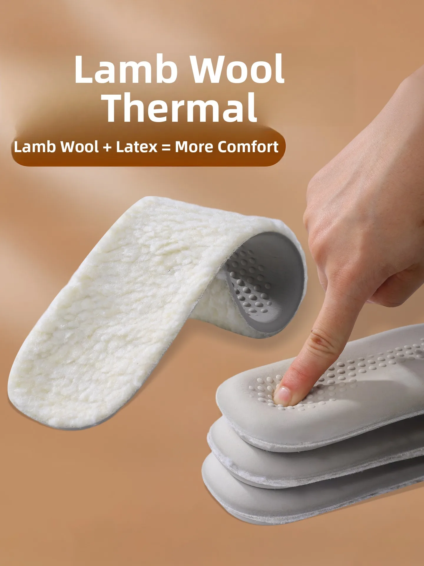 Warm Wool Shoe Inserts Thickened Flocking Latex Winter Anti-cold Cotton Unisex Ultra Soft Bottom Comfortable Sensation