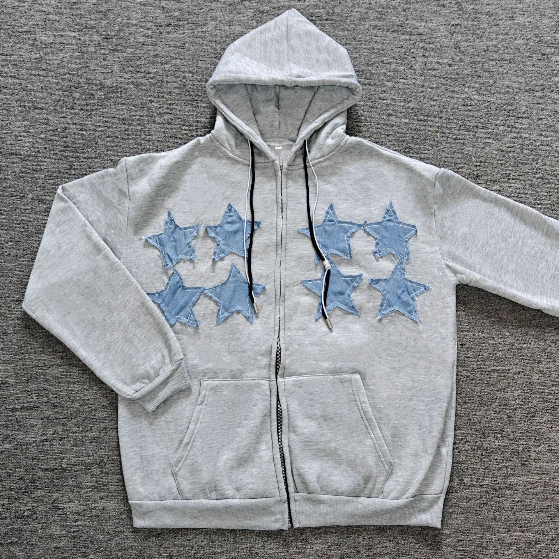 

YK Autumn Winter Casual Double-sided Pentagonal Star Sweatirt Long Sve Open Cardigan for Women Faion Ladies' Clothing