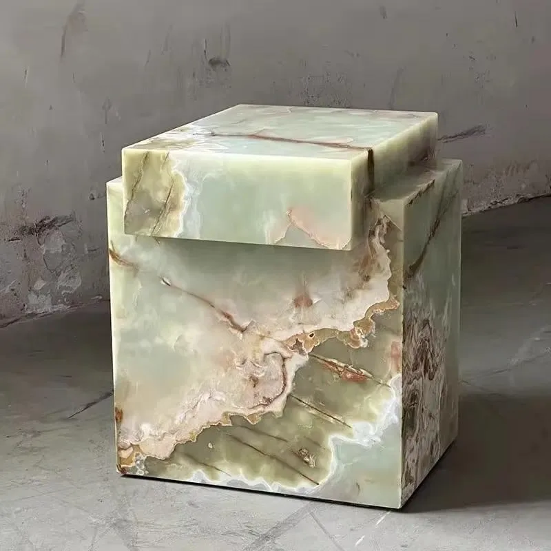 Luxury Custom Living Room Sofa Center Table Modern Coffee Table Green Agate Marble Side Table Decoration